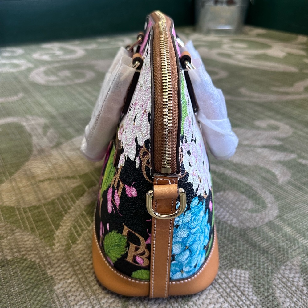 Dooney & Bourke Hydrangea Black Monogram Domed Zip Satchel NWT - Picture 6 of 15